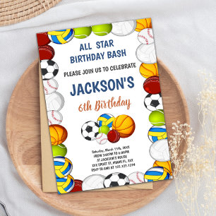 Editable Boys Athletic Party Invite