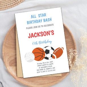 Editable Boys Athletic Party Invite
