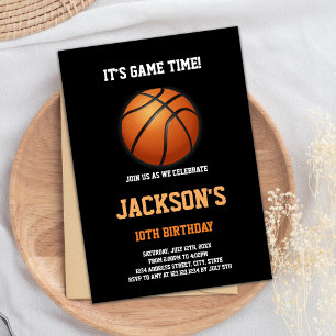 Editable Boys Slam Dunk Sports Party Invite