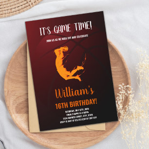 Editable Boys Sports Party Card with Action