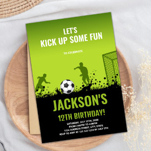 Editable Boys Sports Party Card with Bold Field