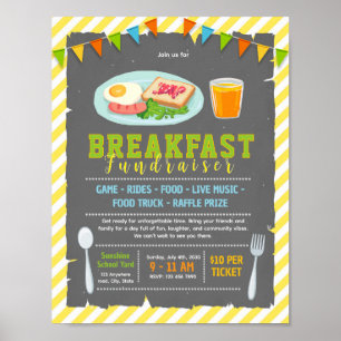 Editable breakfast fundraiser flyer poster