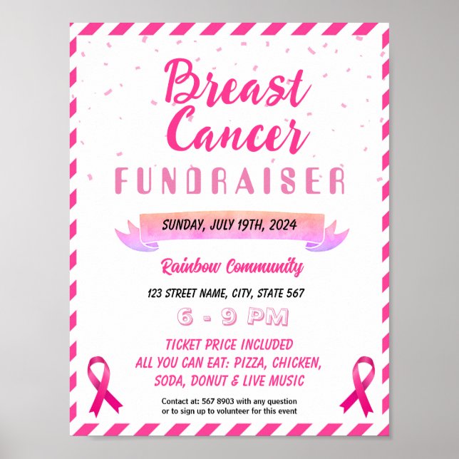 Editable Breast Cancer Benefit Fundraiser template Poster (Front)