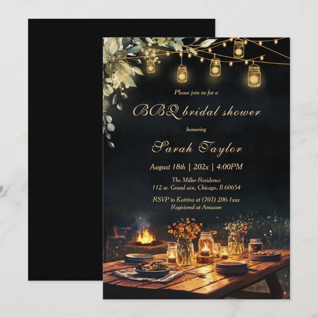 Editable Bridal Shower Invitations with BBQ  (Front/Back)