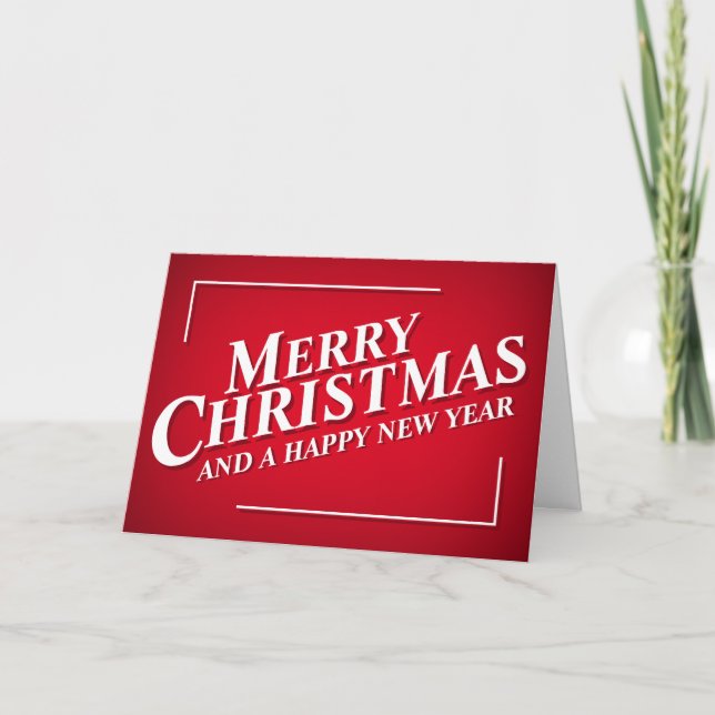 Editable Bright Red Merry Christmas Greetings Card (Front)