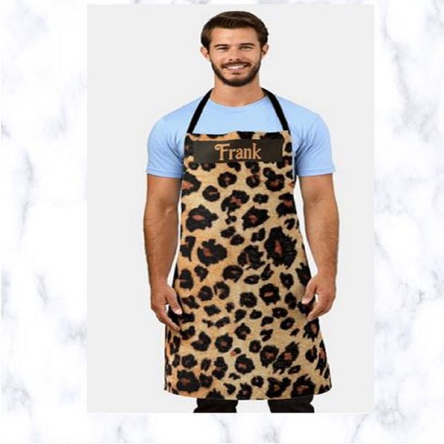 Editable Brown Leopard Print Personalized Apron (Creator Uploaded)
