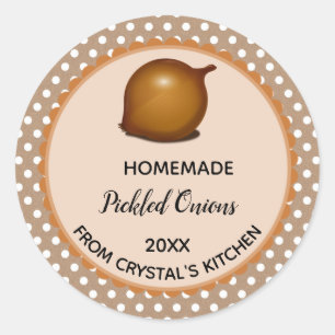 Editable Brown Polka Dot Pickled Onions Labels
