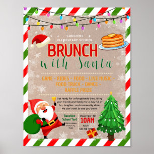 Editable brunch with santa fundraiser flyer poster