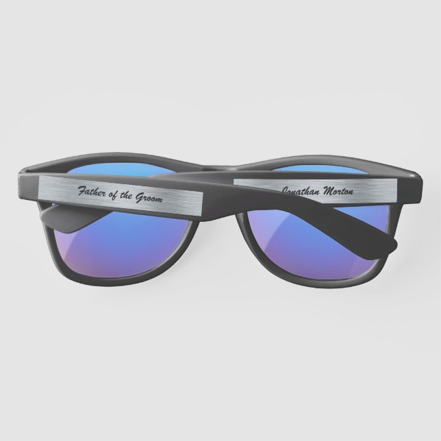Editable Brushed Steel Bridal Party  Sunglasses (Back)
