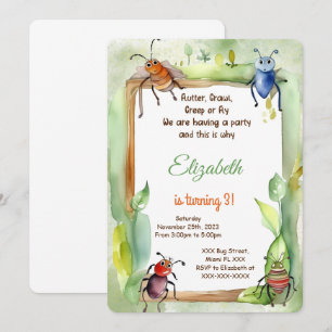 Editable Bug Birthday Party Invitation