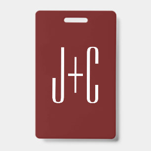 Editable Burgundy Red Background & White Text  Badge