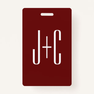 Editable Burgundy Red Background & White Text Badge