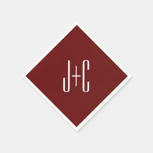 Editable Burgundy Red Background & White Text  Napkin