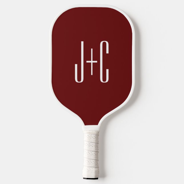Editable Burgundy Red Background & White Text  Pickleball Paddle (Back)