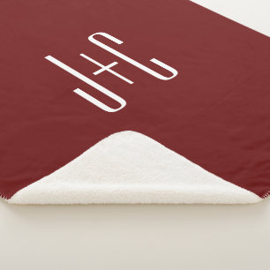 Editable Burgundy Red Background & White Text  Sherpa Blanket