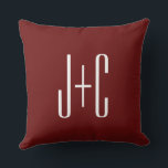 Editable Burgundy Red Background & White Text  Throw Pillow<br><div class="desc">Customizable design for a couples monogram or any other text you like,  edit as you wish!</div>