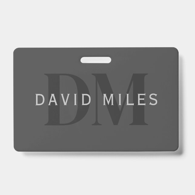 Editable Business Name (or any other text) Grey Badge (Front)