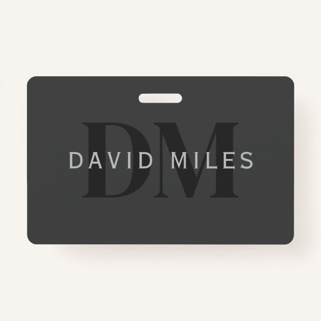 Editable Business Name (or any other text) Grey Badge (Front)