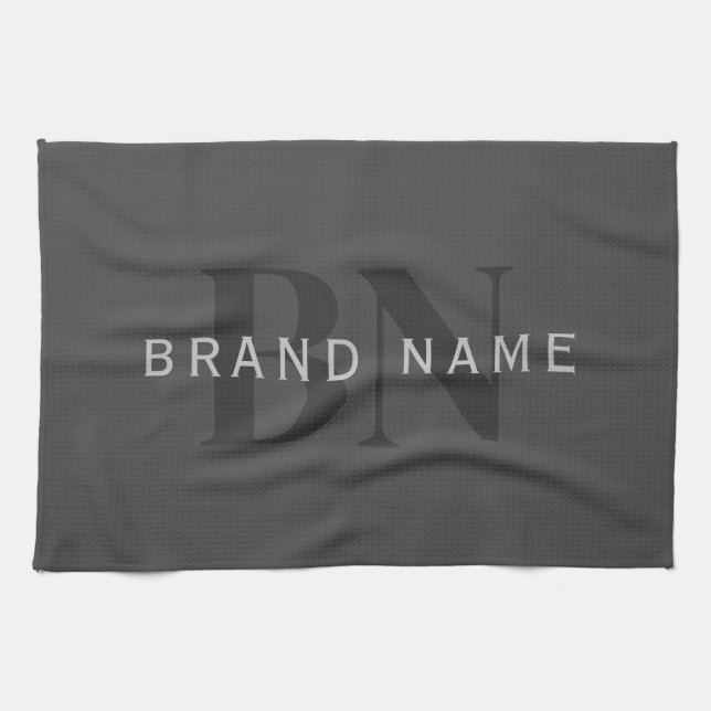 Editable Business Name (or any other text) Grey Kitchen Towel (Horizontal)