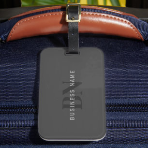 Editable Business Name (or any other text) Grey Luggage Tag