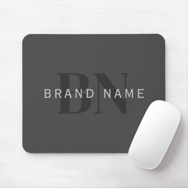 Editable Business Name (or any other text) Grey Mouse Pad (With Mouse)