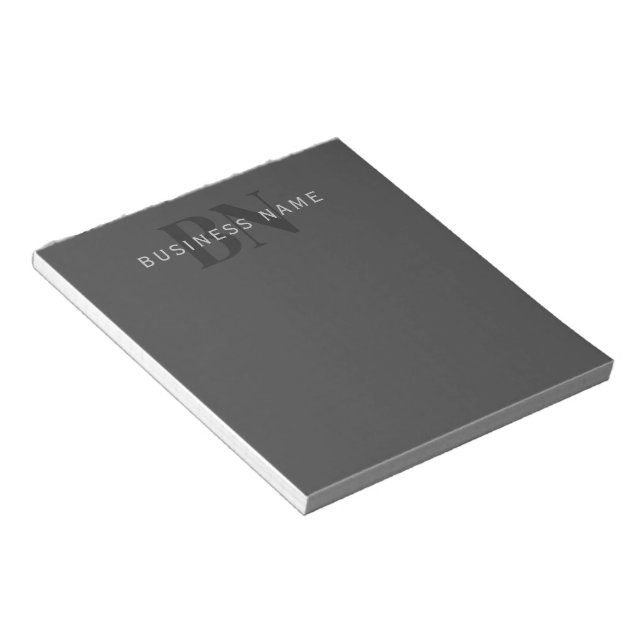 Editable Business Name (or any other text) Grey Notepad (Angled)
