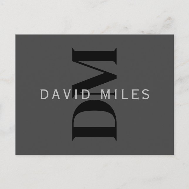 Editable Business Name (or any other text) Grey Postcard (Front)