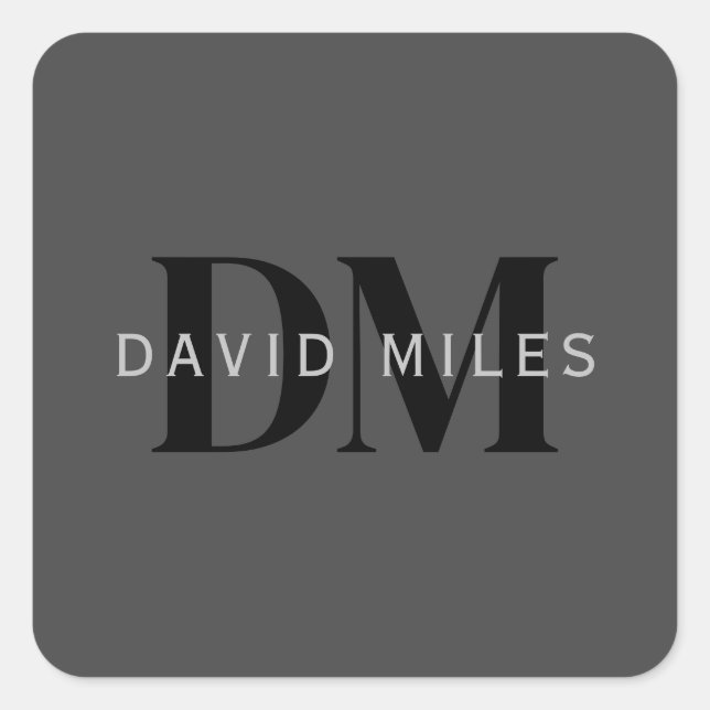 Editable Business Name (or any other text) Grey Square Sticker (Front)