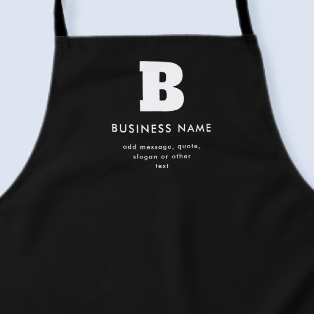Editable Business Name & Slogan | Black & White Apron (Creator Uploaded)