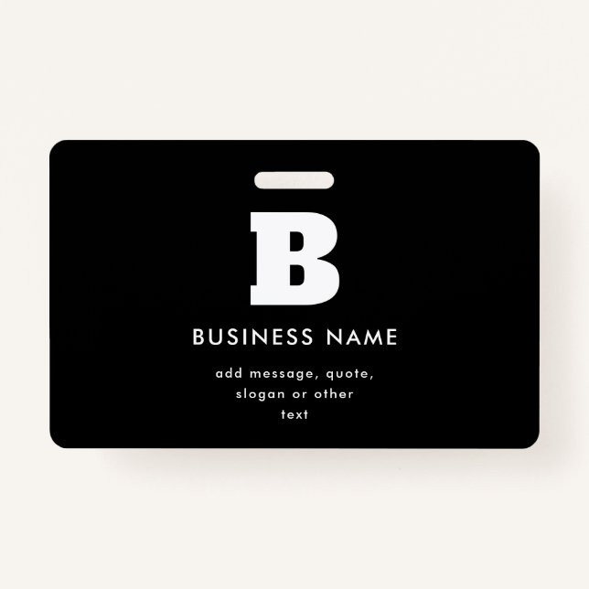 Editable Business Name & Slogan | Black & White Badge (Front)