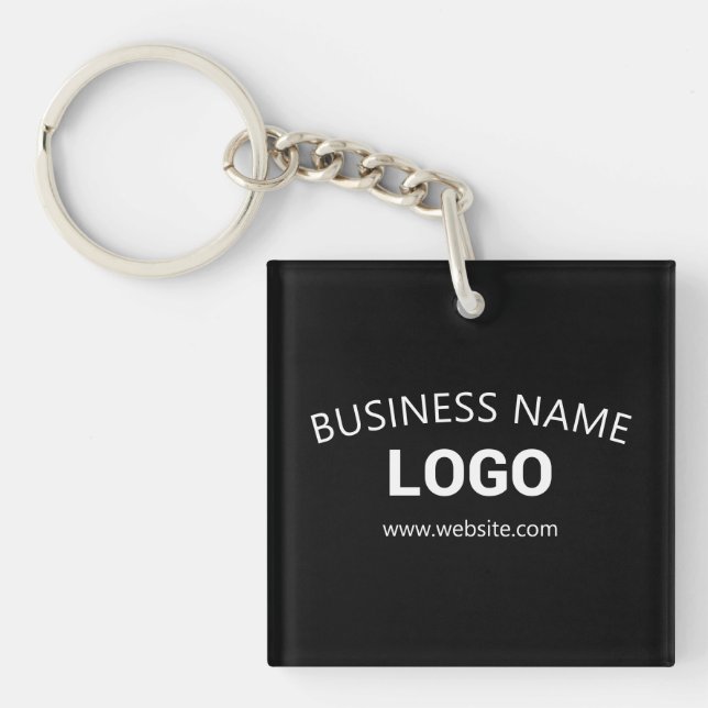 Editable Business Name, Website & Uploaded Logo Keychain (Front)