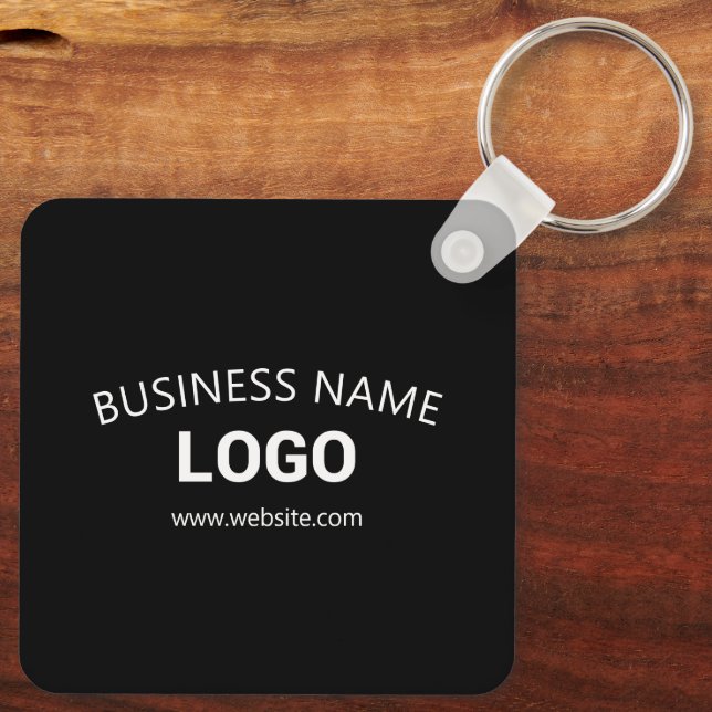 Editable Business Name, Website & Uploaded Logo Keychain (Back)