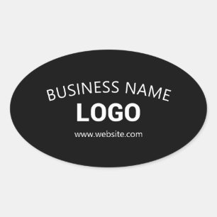 Editable Business Name, Website & Uploaded Logo Oval Sticker