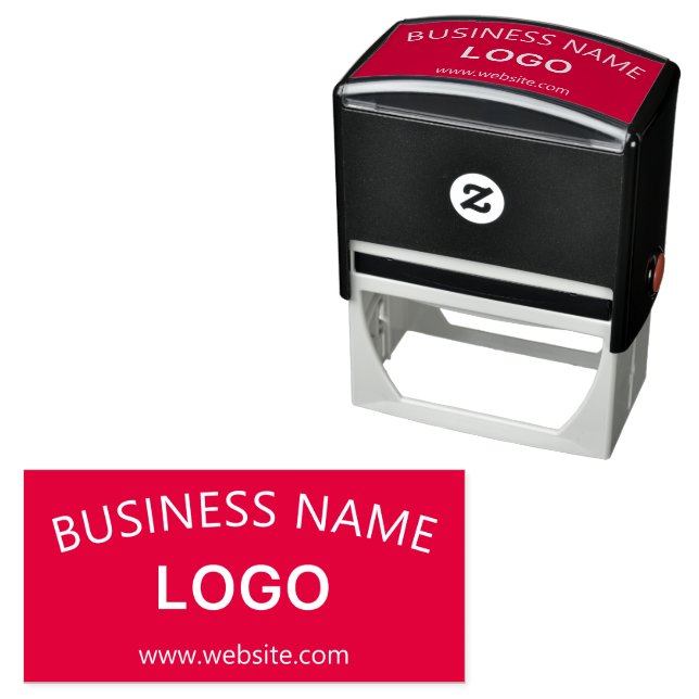 Editable Business Name, Website & Uploaded Logo Self-inking Stamp (In Situ)