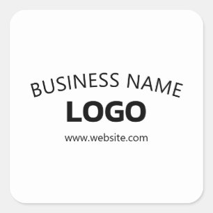 Editable Business Name, Website & Uploaded Logo Square Sticker