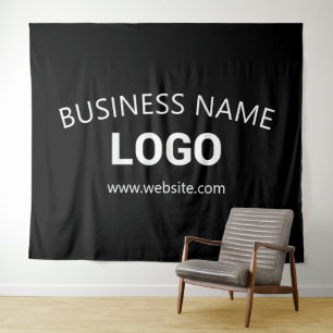 Editable Business Name, Website & Uploaded Logo Tapestry