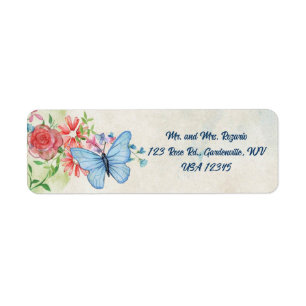 Editable Butterfly and Rose Garden Return Address