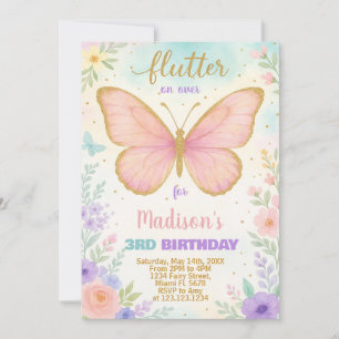 Editable Butterfly Birthday Invitation