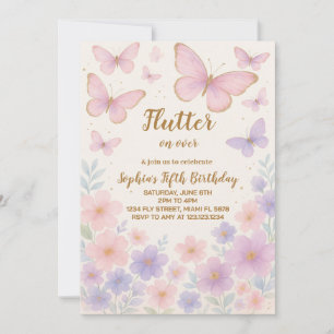 Editable Butterfly Birthday Invitation for Girls