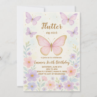 Editable Butterfly Birthday Invitation for Girls