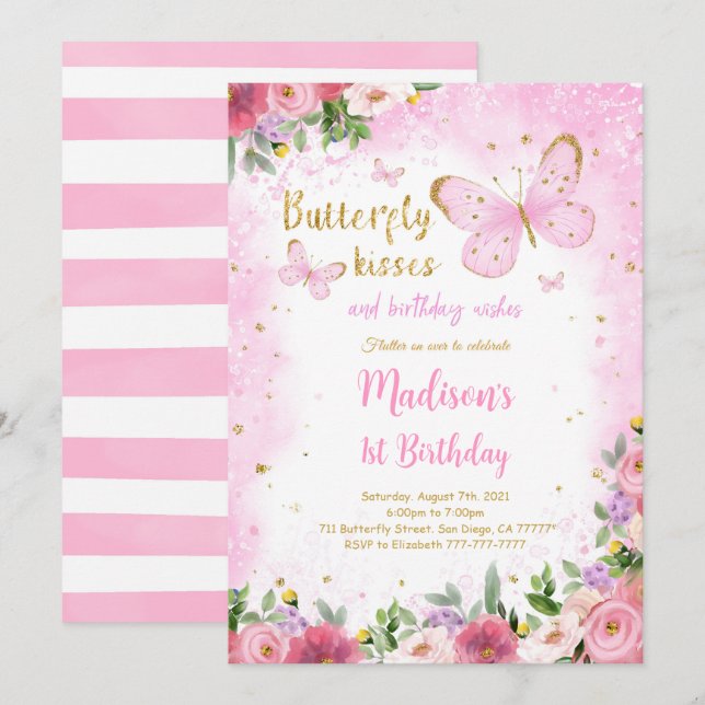 Editable Butterfly Invitation (Front/Back)
