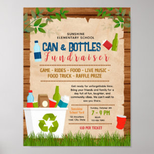 Editable can and bottles fundraiser flyer poster