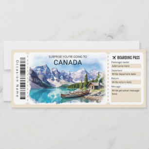 Editable Canada Trip Boarding Pass Ticket Invitation