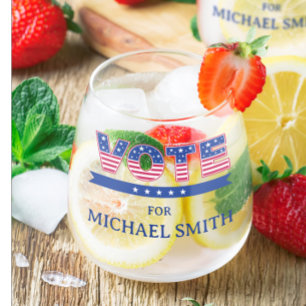 Editable Candidate Name Patriotic Election Gift Stemless Wine Glass