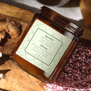 Editable Candle Label (Back) Design in Retro Green