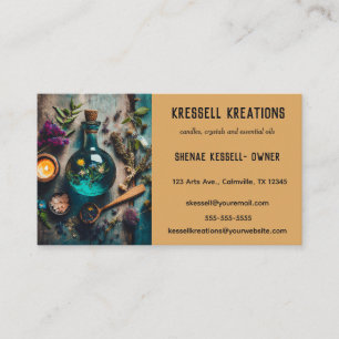 Editable Candles Crystals and Essential Oils Business Card