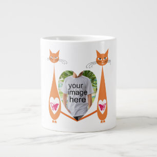 Editable Cat Love Heart – Custom Design Large Coffee Mug