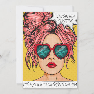 Editable Caught Him Cheating Pop Art T-Shirt Invitation