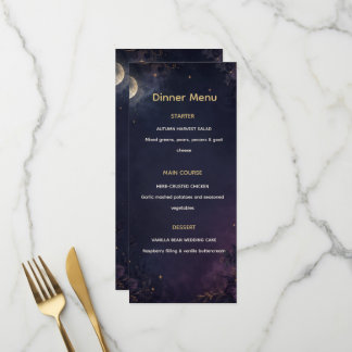 Editable Celestial Gothic Wedding Dinner Menu