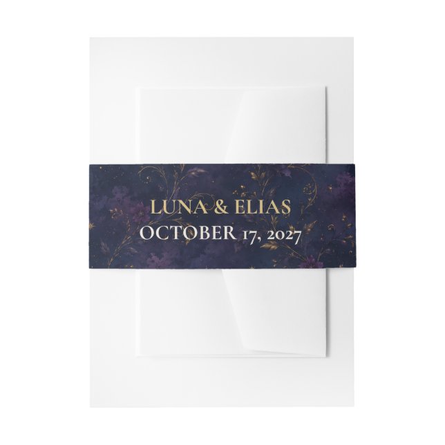 Editable Celestial Gothic Wedding Invitation Belly Band (Front Example)